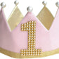小物 ベビー 王冠 バースデークラウン リバーシブル ナチュラル/グレー/ピンク/ブラック【クリアストーン】