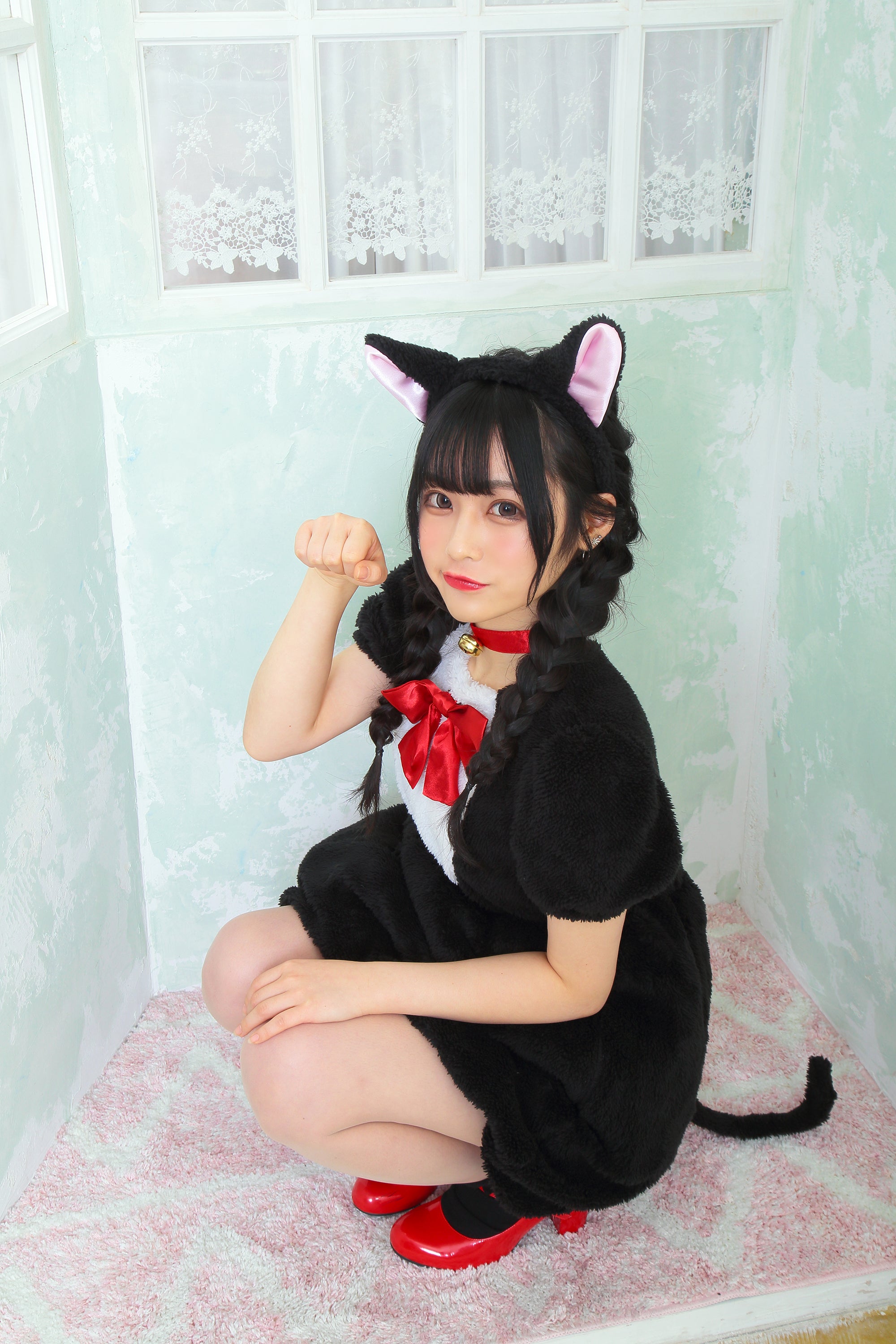 コスプレ ねこ ふわもこアニマル ブラックキャット/リボンキャット