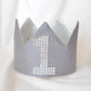 小物 ベビー 王冠 バースデークラウン リバーシブル ナチュラル/グレー/ピンク/ブラック【クリアストーン】