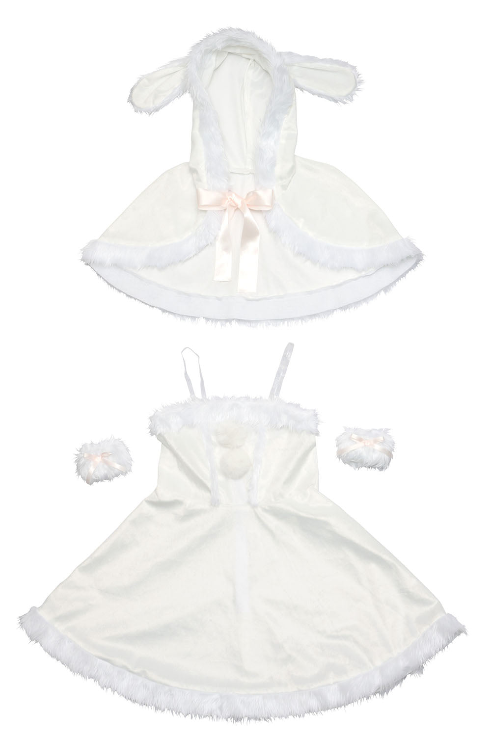 コスプレ クリスマス サンタ ミミノエル うさぎケープサンタ レディース S/M/2L レッド/ホワイト【クリアストーン】