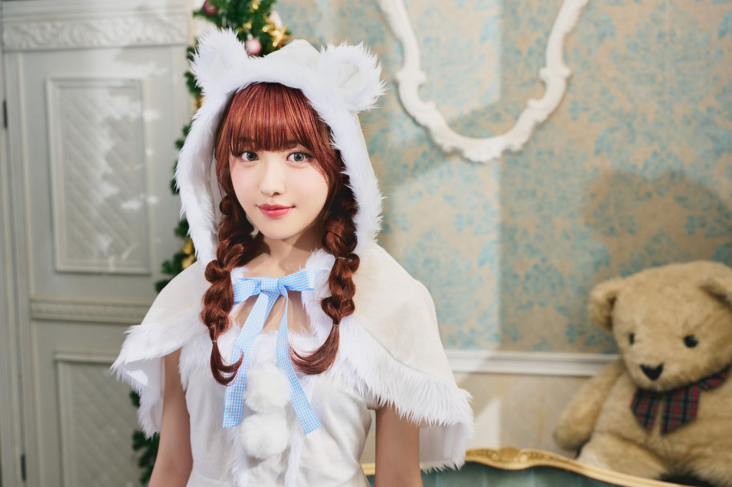 コスプレ クリスマス サンタ ミミノエル 白くまケープサンタ レディース フリーサイズ ホワイト【クリアストーン】♡