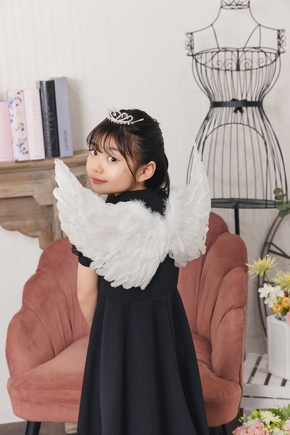 [New] コスプレ小物 天使 羽 エンジェルウィング キッズ ホワイト/ブラック【クリアストーン】