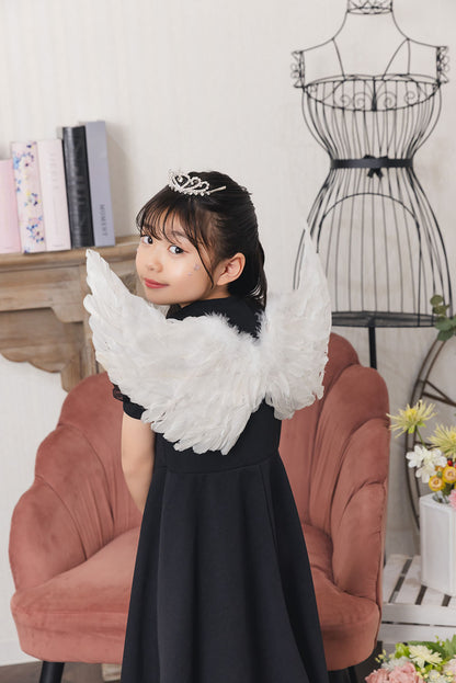 [New] コスプレ小物 天使 羽 エンジェルウィング キッズ ホワイト/ブラック【クリアストーン】