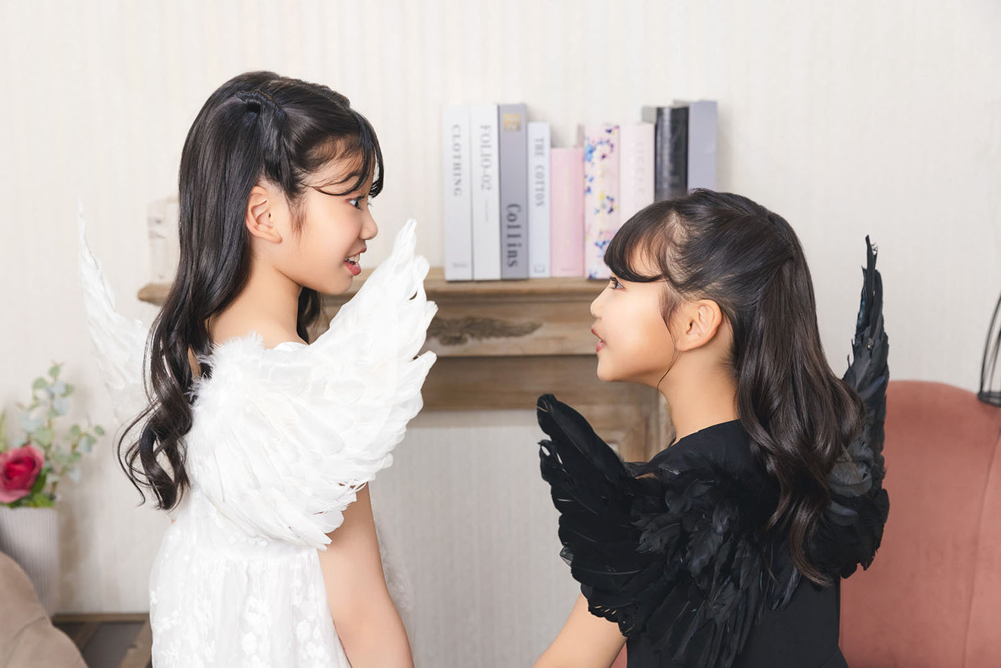 [New] コスプレ小物 天使 羽 エンジェルウィング キッズ ホワイト/ブラック【クリアストーン】