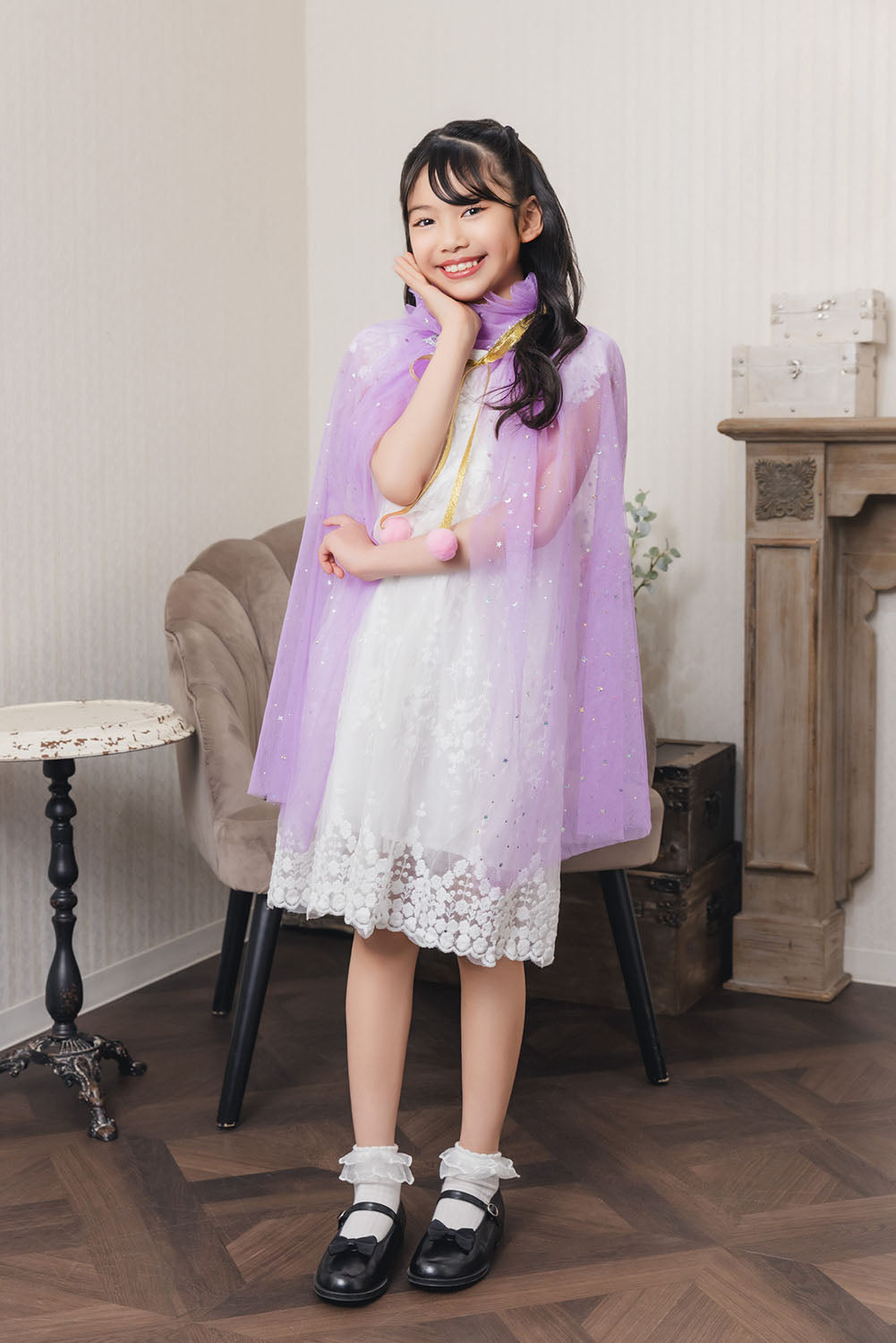 [New] コスプレ小物 ハロウィン ファンタジースターマント キッズ ピンク/ブルー/パープル/レインボー【クリアストーン】