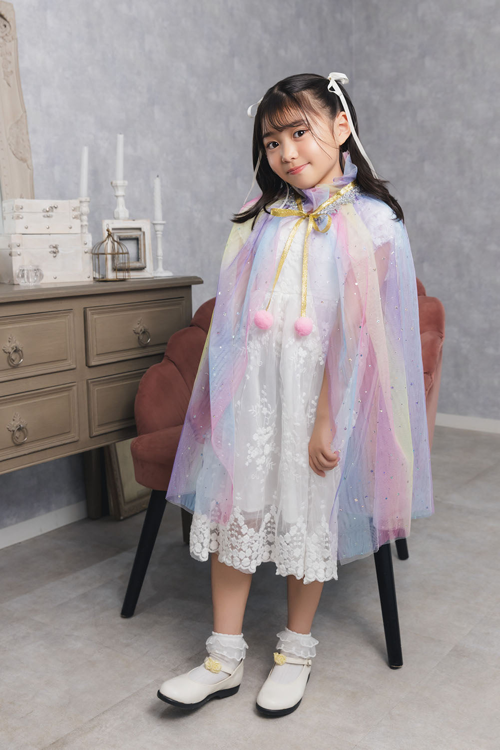 [New] コスプレ小物 ハロウィン ファンタジースターマント キッズ ピンク/ブルー/パープル/レインボー【クリアストーン】