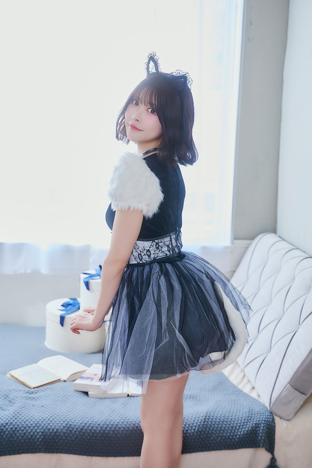 《JamsCollection着用》コスプレ ねこ コケティッシュガーリー ストロベリーキャット/バニラキャット レディース S M L ピンク/ホワイト【クリアストーン】