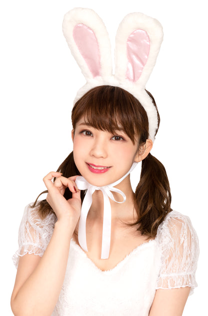 コスプレ うさぎ アニマル 小物 ふわふわうさ耳カチューシャ レディース フリーサイズ ブラック/ピンク/ホワイト【クリアストーン】
