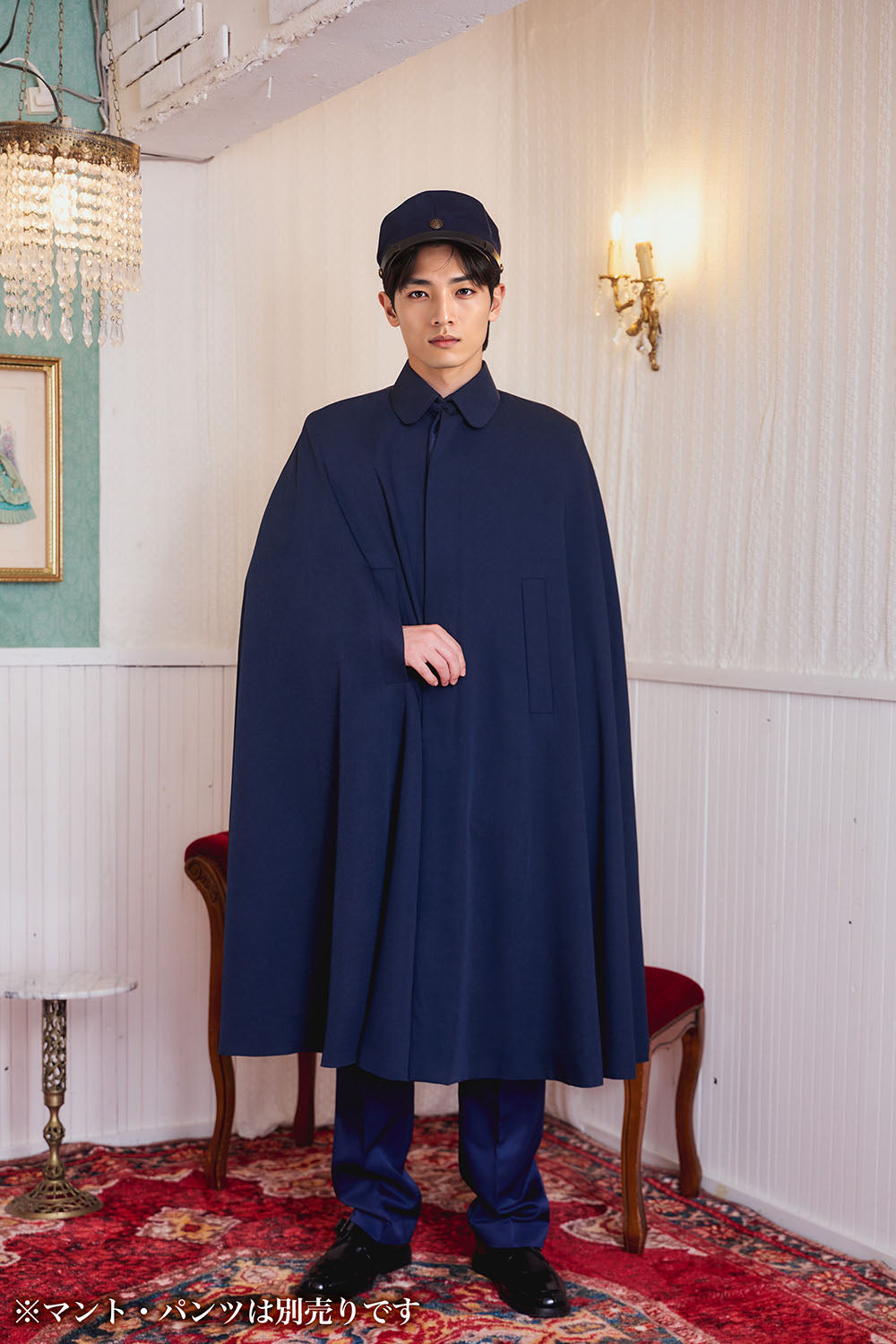 [New] コスプレ小物 制服 レトロ学生服 帽子 ユニセックス フリーサイズ ネイビー【クリアストーン】