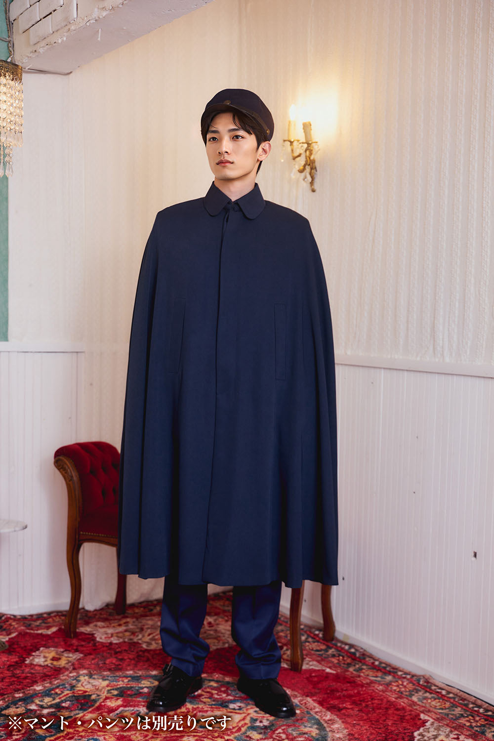 [New] コスプレ小物 制服 レトロ学生服 帽子 ユニセックス フリーサイズ ネイビー【クリアストーン】