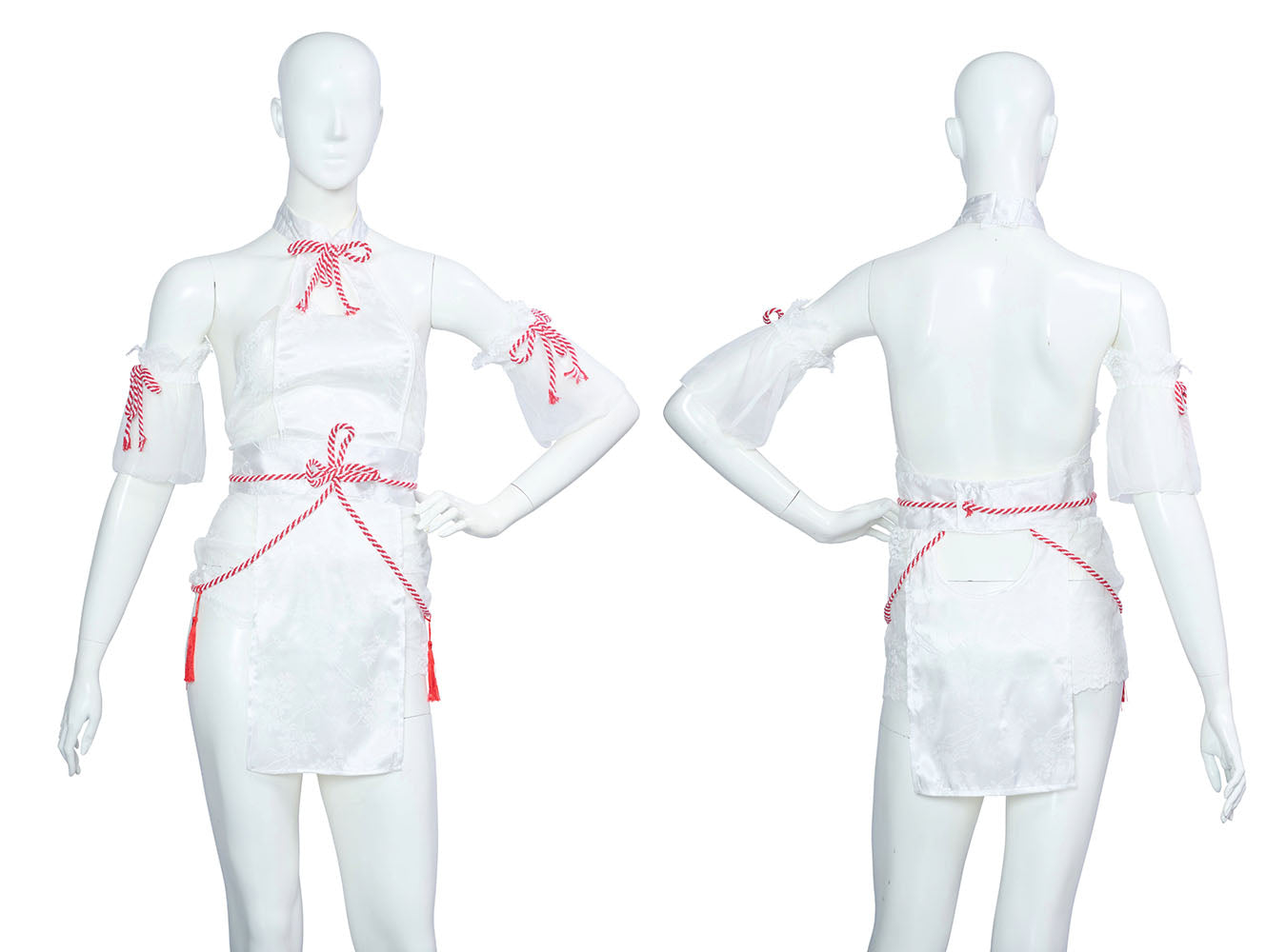 コスプレ 和風 セクシー 艶狐 白巫女 レディース フリーサイズ ホワイト 【クリアストーン】