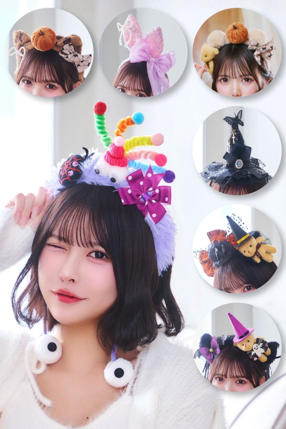 [New] コスプレ小物 ハロウィン アニマル デコカチューシャ レディース フリーサイズ ブラック/パープル/ブラウン/ピンク【クリアストーン】