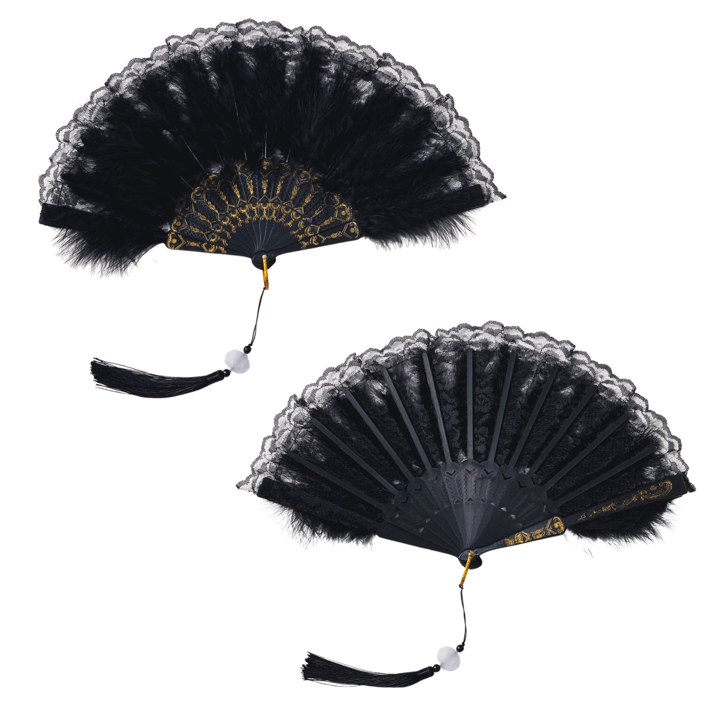 [New] コスプレ小物 チャイナ レース羽扇子 ユニセックス ホワイト/ブルー/レッド/ブラック【クリアストーン】