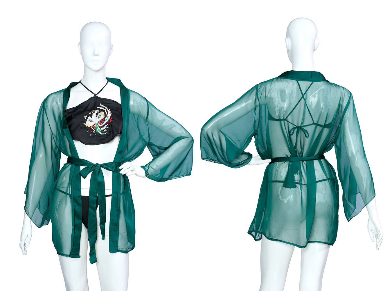 コスプレ 和風 セクシー 艶狐 緑鳳 レディース フリーサイズ グリーン 【クリアストーン】