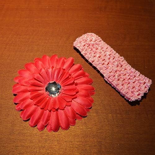 小物 ベビー 赤ちゃん ヘッドアクセサリー フラワー ホワイト/ピンク 【クリアストーン】