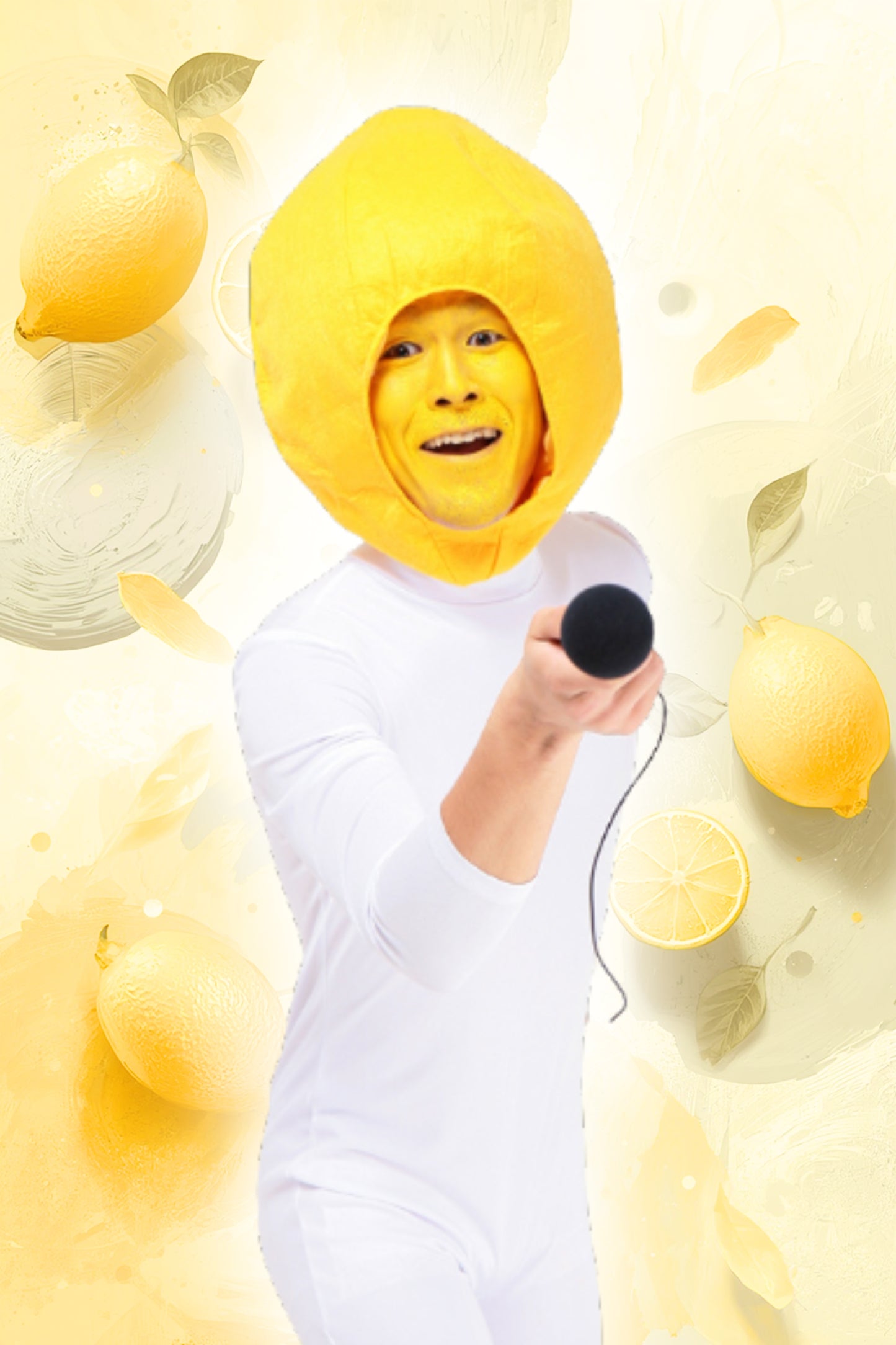 コスプレ ハロウィン かぶりもの めちゃめちゃレモン メンズ イエロー【クリアストーン】