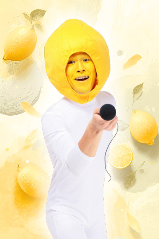 コスプレ ハロウィン かぶりもの めちゃめちゃレモン メンズ イエロー【クリアストーン】