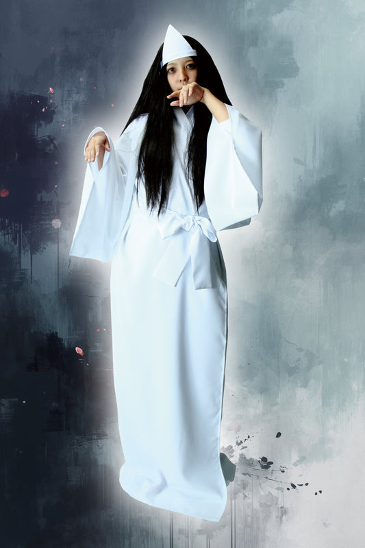 コスプレ ハロウィン 本格 日本の幽霊 ユニセックス ホワイト【クリアストーン】