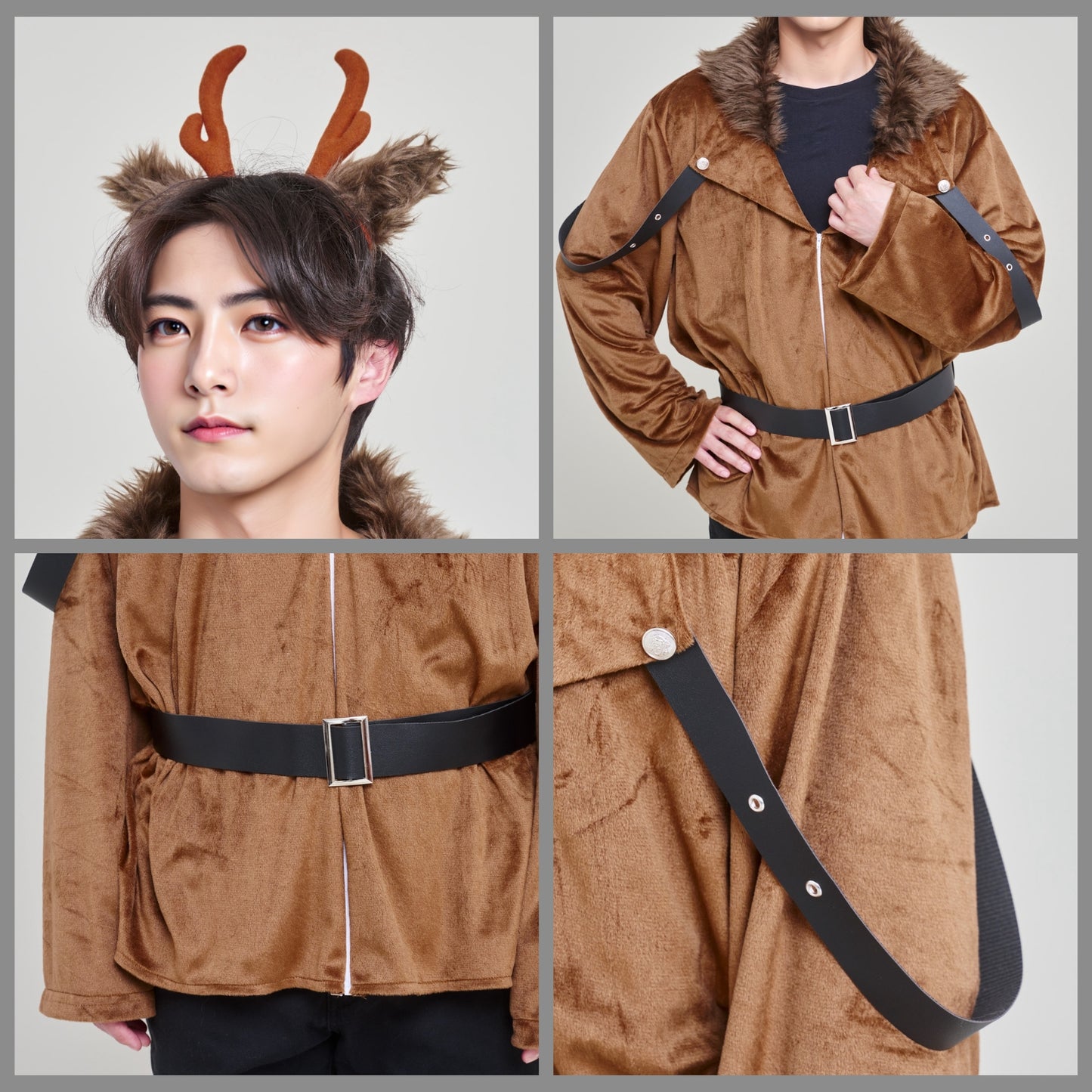 [NEW] コスプレ クリスマス トナカイ マニフィックノエル ワイルドトナカイ メンズ ブラウン【クリアストーン】