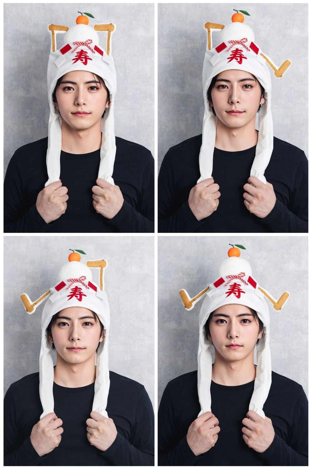 [NEW] コスプレ小物 正月 ハロウィン 帽子 パタパタハット 鏡餅 ユニセックス ホワイト 【クリアストーン】