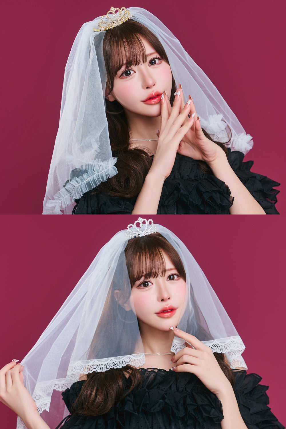 [New] コスプレ小物 誕生日 バースデー ハピバ ベール付きティアラ ユニセックス ゴールド/シルバー【クリアストーン】