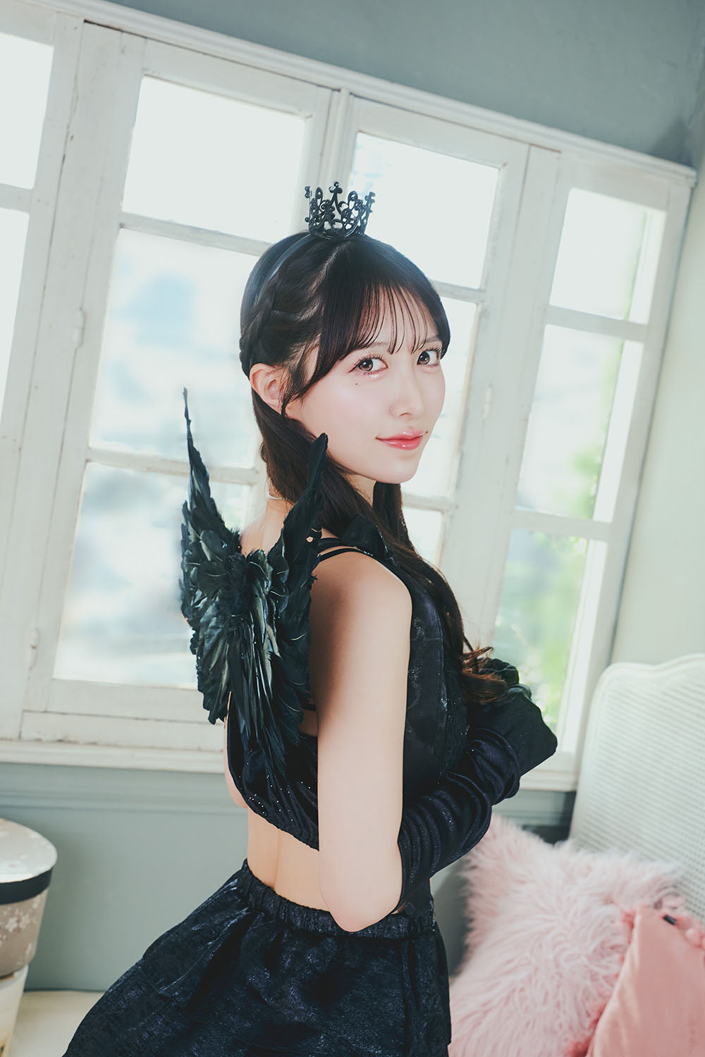 《JamsCollection・保科凜ちゃん着用》コスプレ ハロウィン ノアールヴェール 堕天使 レディース フリーサイズ ブラック【クリアストーン】