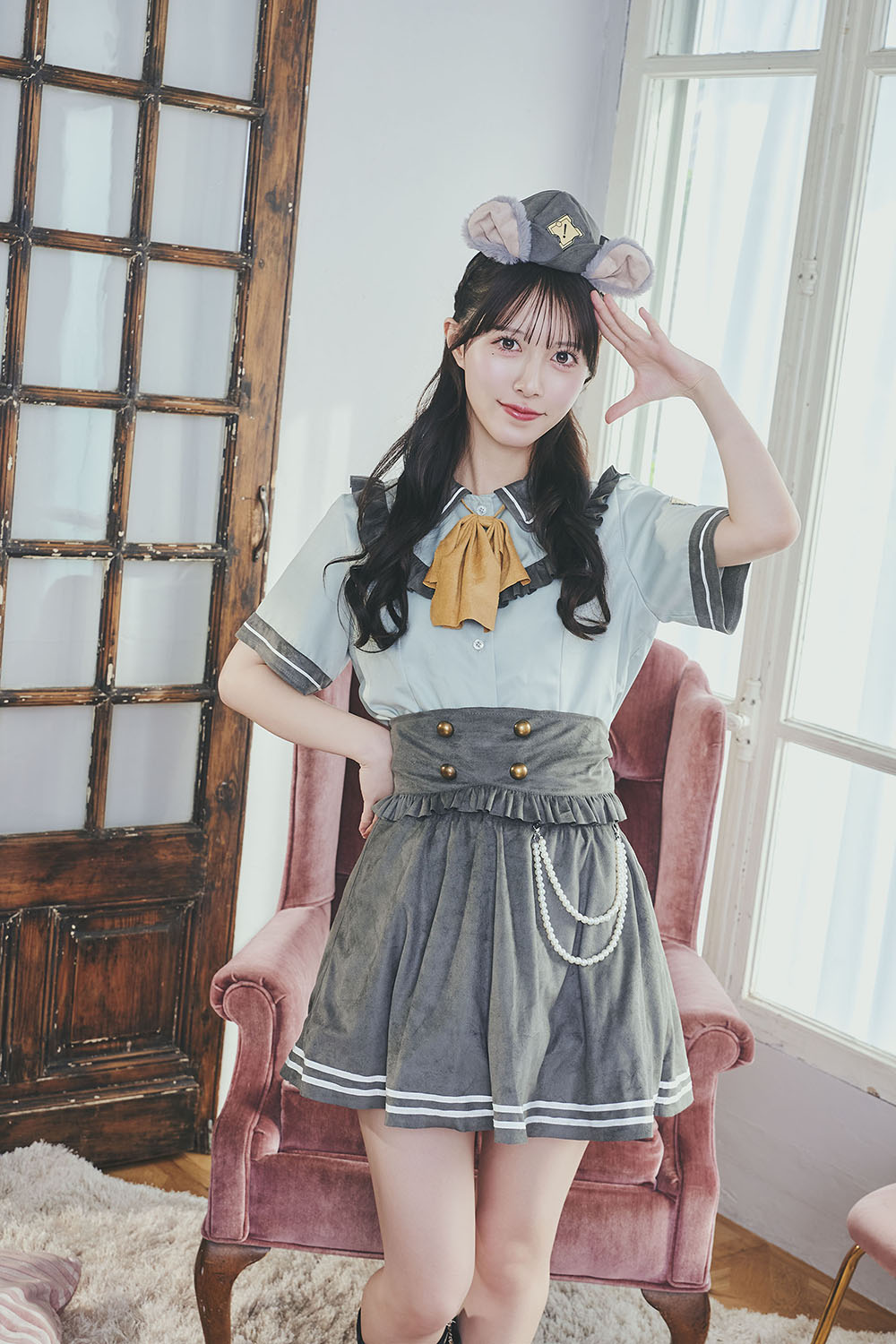 《JamsCollection・保科凜ちゃん着用》[NEW] コスプレ ハロウィン ねずみ 警察 ダスティコンフィ ネズミポリス レディース フリーサイズ グリーン【クリアストーン】