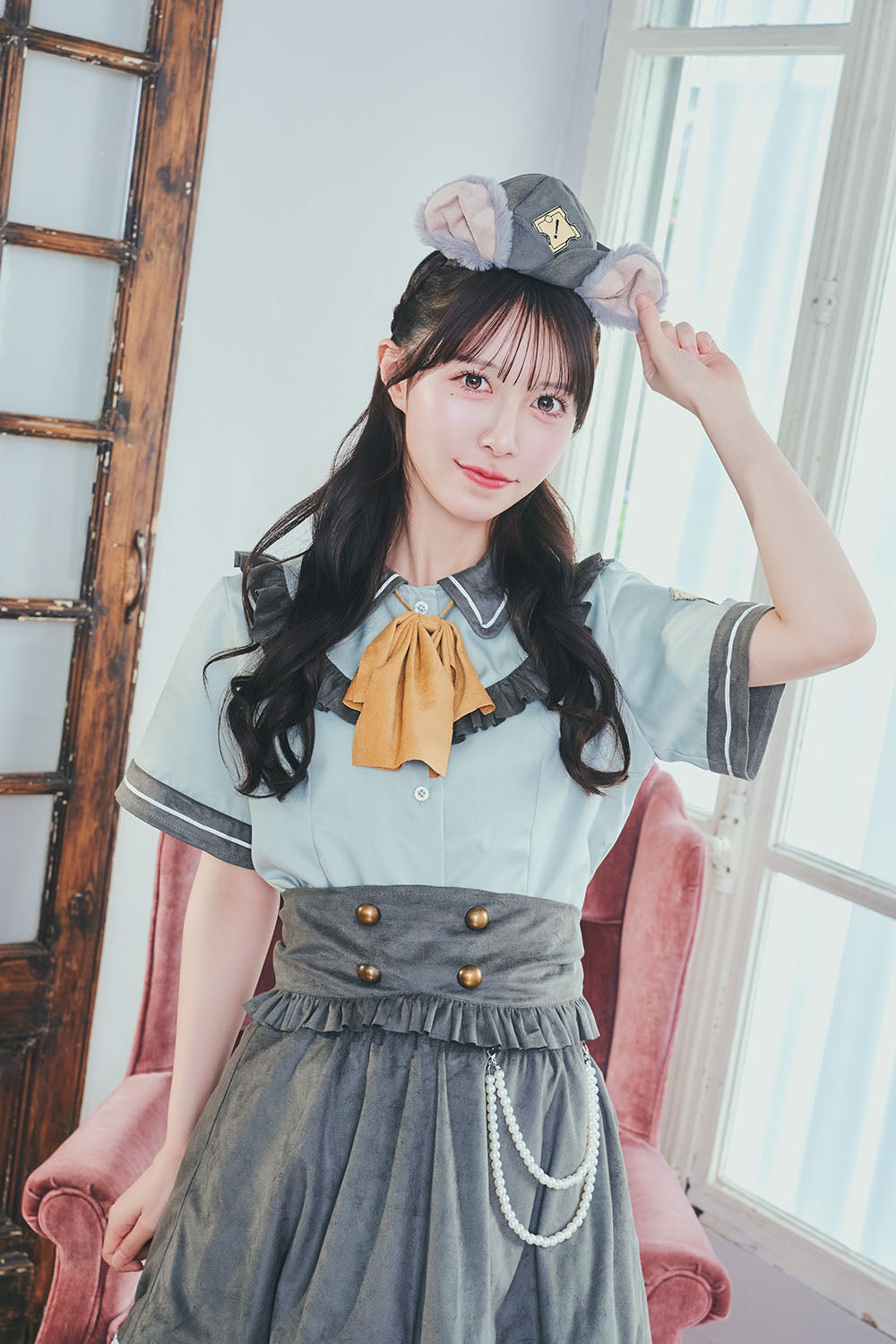 《JamsCollection・保科凜ちゃん着用》[NEW] コスプレ ハロウィン ねずみ 警察 ダスティコンフィ ネズミポリス レディース フリーサイズ グリーン【クリアストーン】