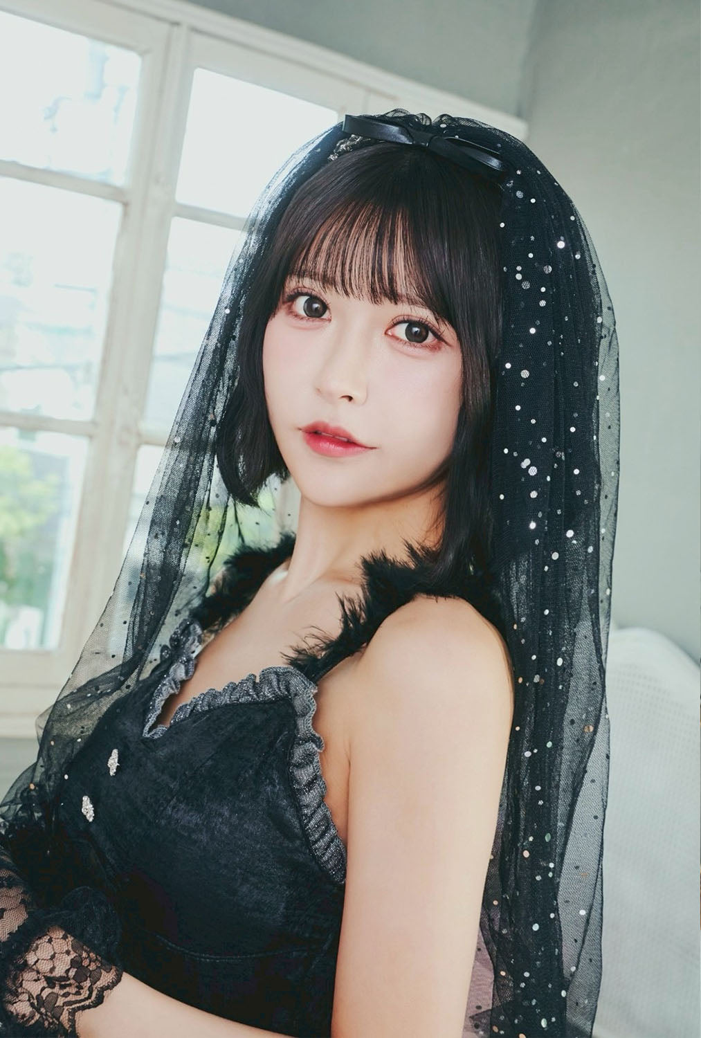 《JamsCollection・小此木流花ちゃん着用》コスプレ ハロウィン 花嫁 ノアールヴェール ブライド レディース フリーサイズ ブラック【クリアストーン】