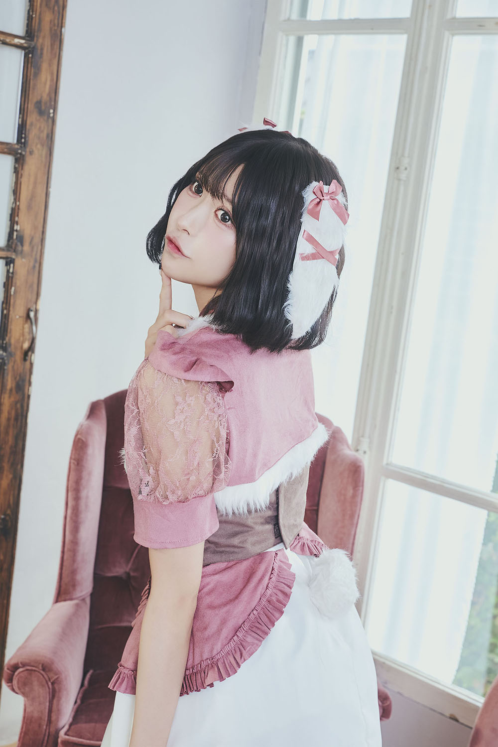 《JamsCollection・小此木流花ちゃん着用》コスプレ ハロウィン アニマル うさぎ ダスティコンフィ ラパン レディース フリーサイズ ピンク【クリアストーン】