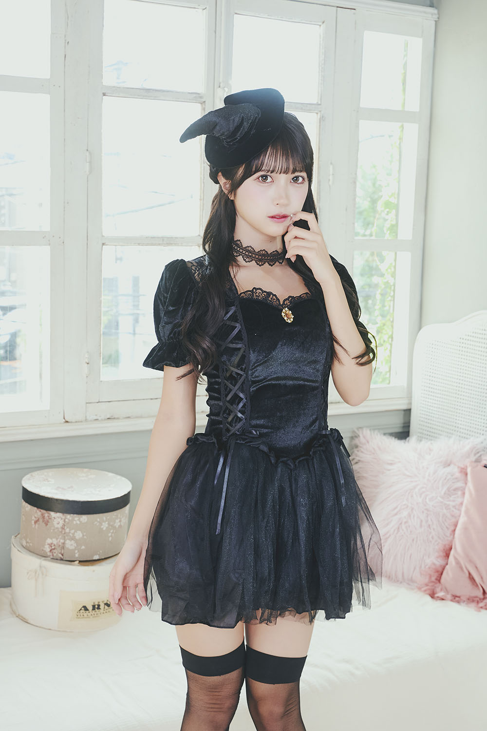 《JamsCollection・北乃咲久ちゃん着用》コスプレ 魔女 ファンタジックヴィラン マギア レディース フリーサイズ ブラック【クリアストーン】