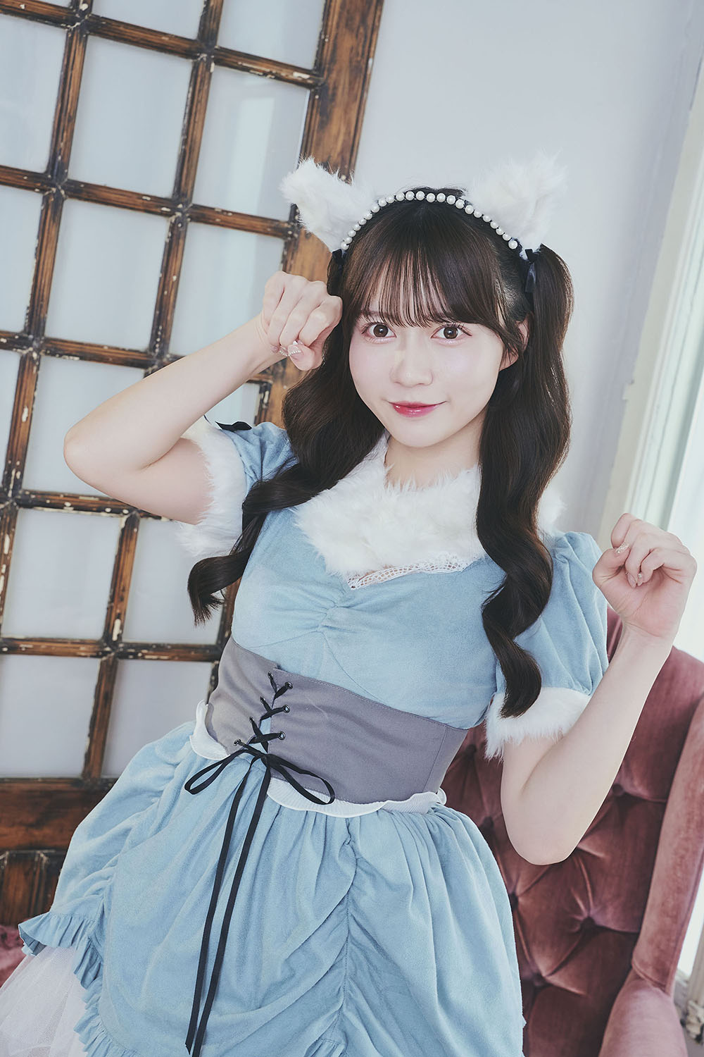 《JamsCollection・水瀬さららちゃん着用》コスプレ ハロウィン アニマル ねこ ダスティコンフィ キティ レディース フリーサイズ ブルー【クリアストーン】