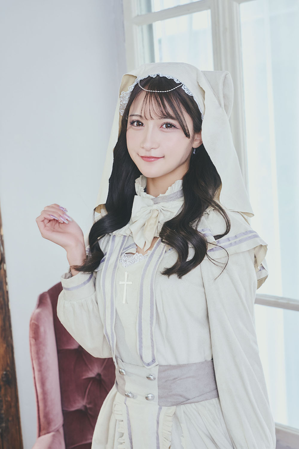 《JamsCollection・村望しおんちゃん着用》コスプレ ハロウィン ねこ シスター ダスティコンフィ ネコシスター レディース フリーサイズ アイボリー【クリアストーン】