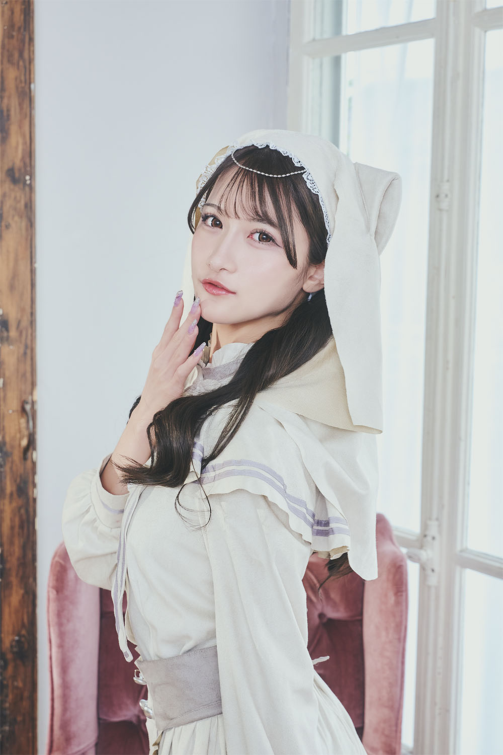 《JamsCollection・村望しおんちゃん着用》コスプレ ハロウィン ねこ シスター ダスティコンフィ ネコシスター レディース フリーサイズ アイボリー【クリアストーン】