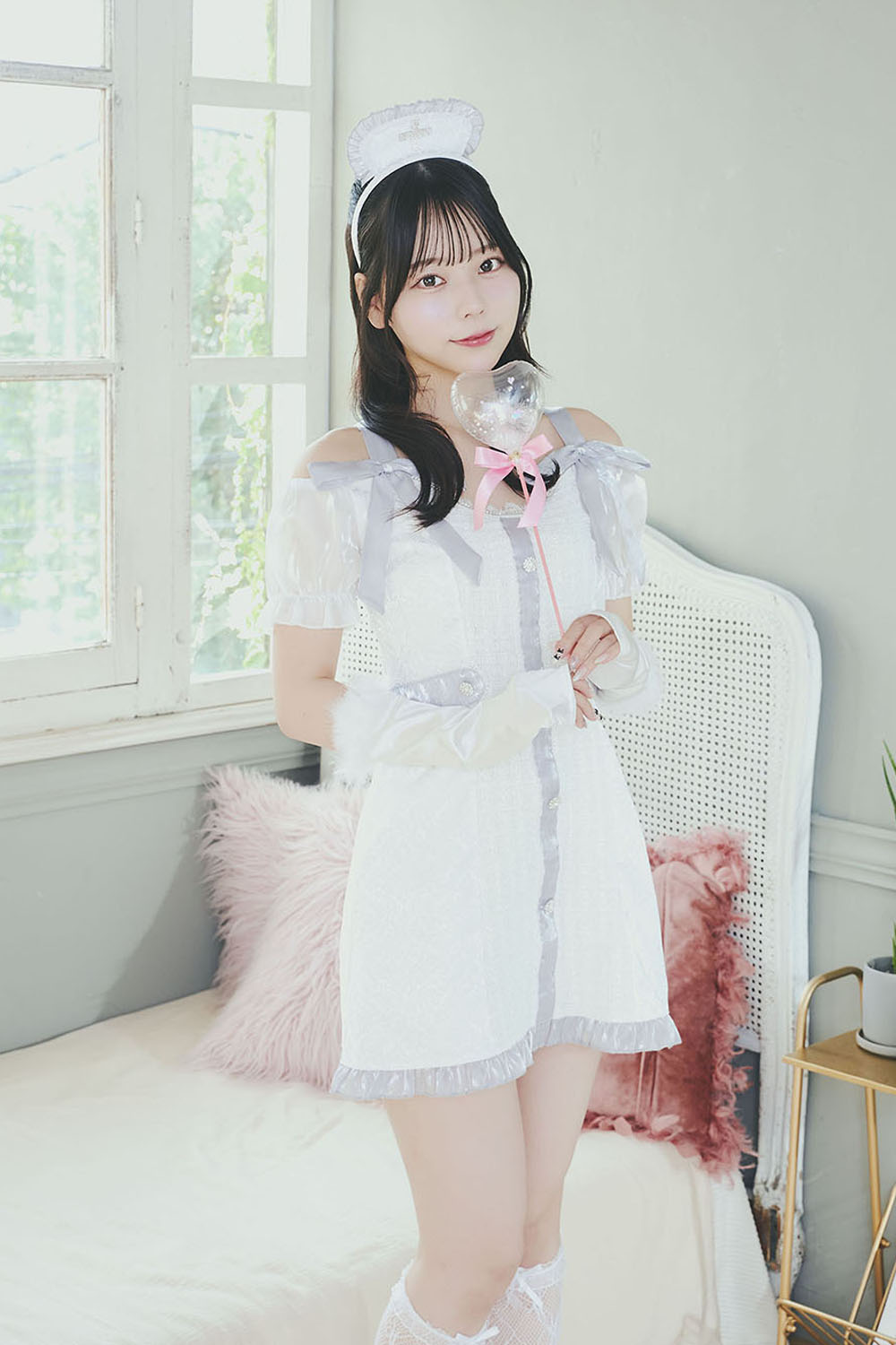 《JamsCollection・花坂環ちゃん着用》コスプレ ハロウィン ナース リュクステラ エクリュナース レディース フリーサイズ ホワイト【クリアストーン】♡