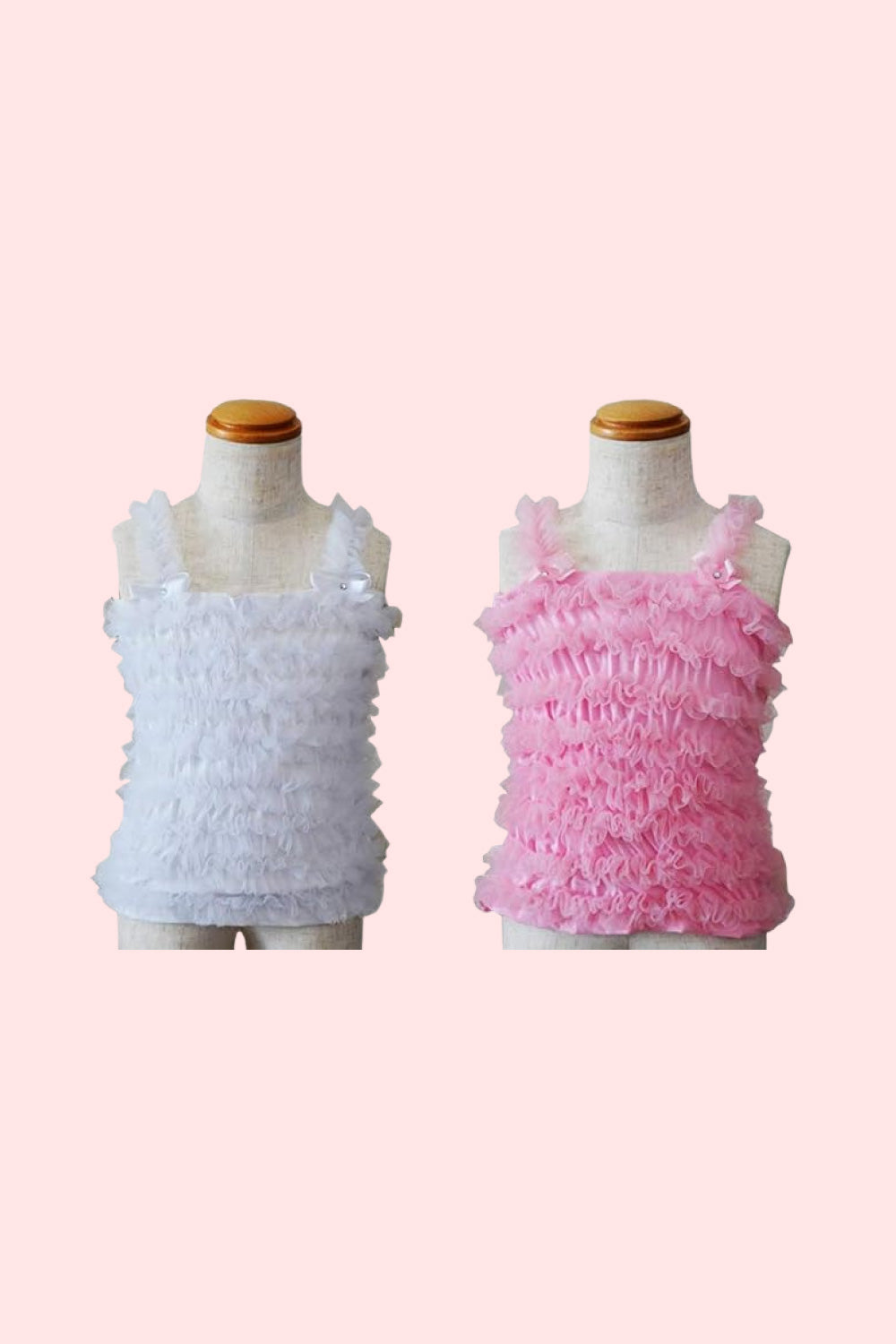 衣装 ベビー 赤ちゃん フリルキャミ ホワイト/ピンク【クリアストーン】