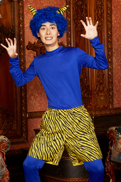 コスプレ 節分 鬼 スーパー鬼セット メンズ フリーサイズ レッド/ブルー 【クリアストーン】