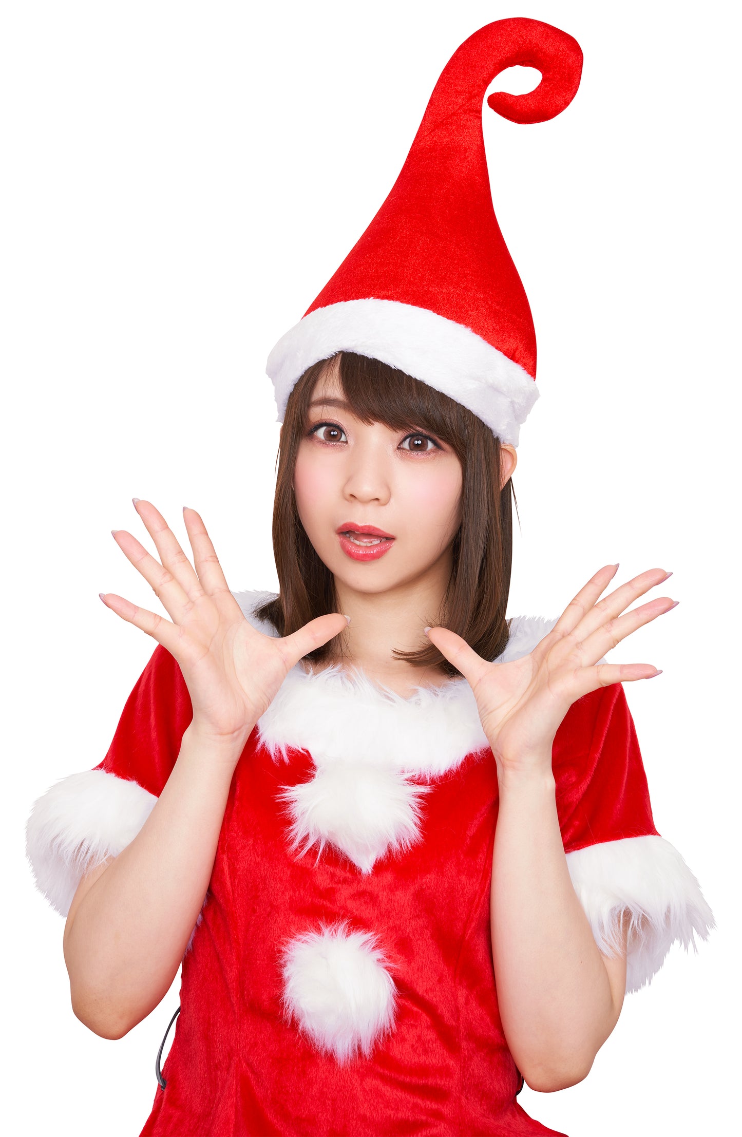 コスプレ クリスマス サンタ 帽子 ウィッチサンタハット ユニセックス レッド 【クリアストーン】