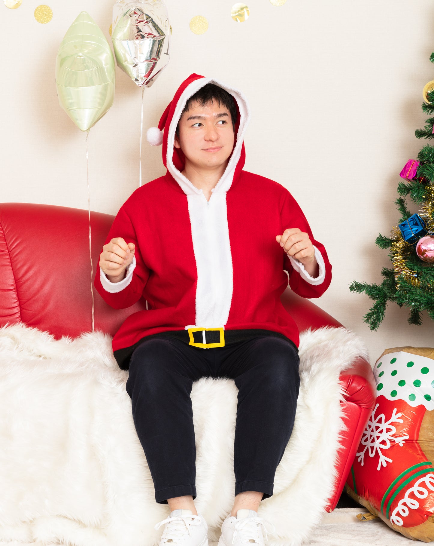 コスプレ クリスマス サンタ サンタクロース サンタパーカー メンズ レッド 【クリアストーン】