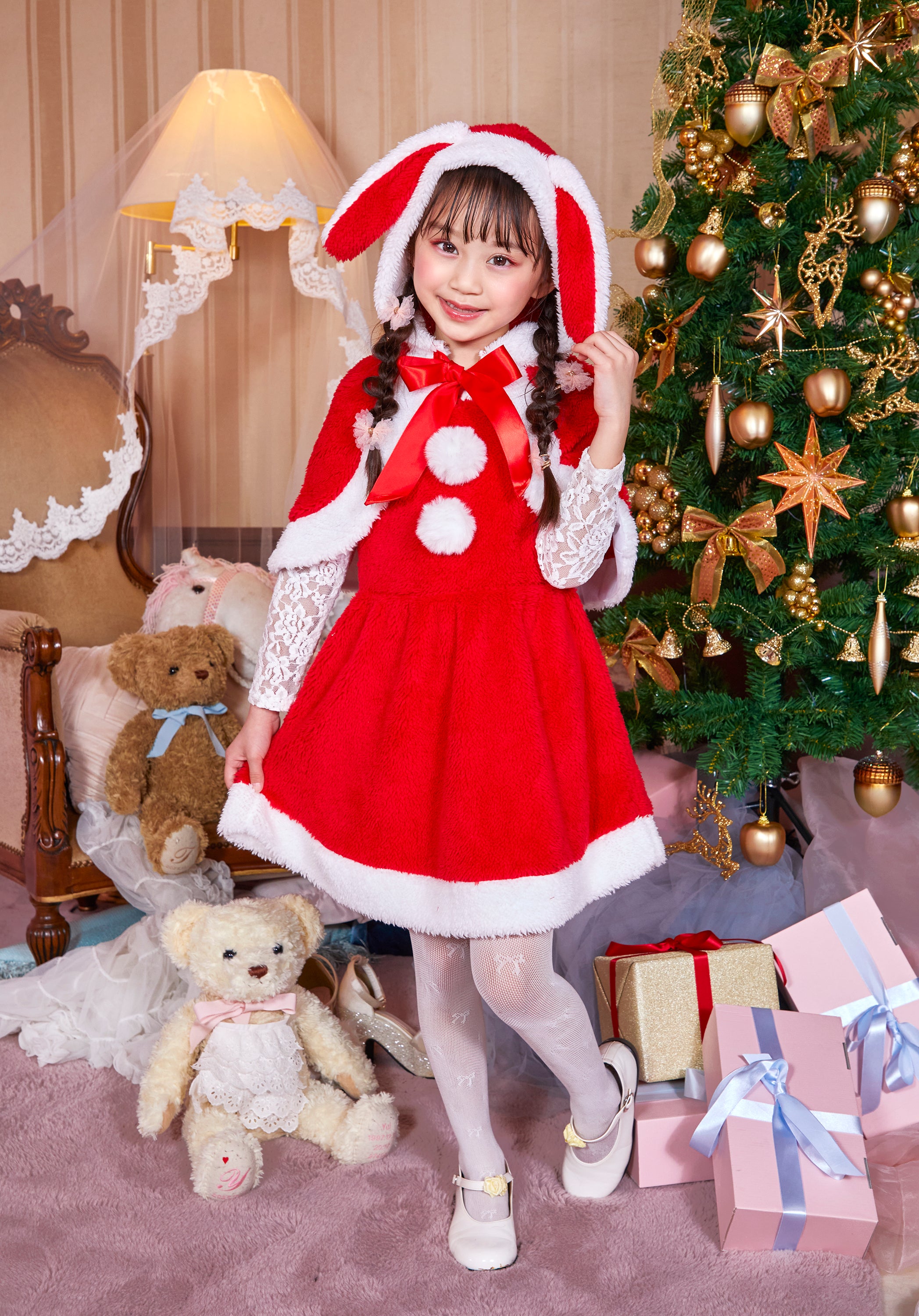 コスプレ クリスマス サンタ うさぎ たれみみうさぎサンタ キッズ 100