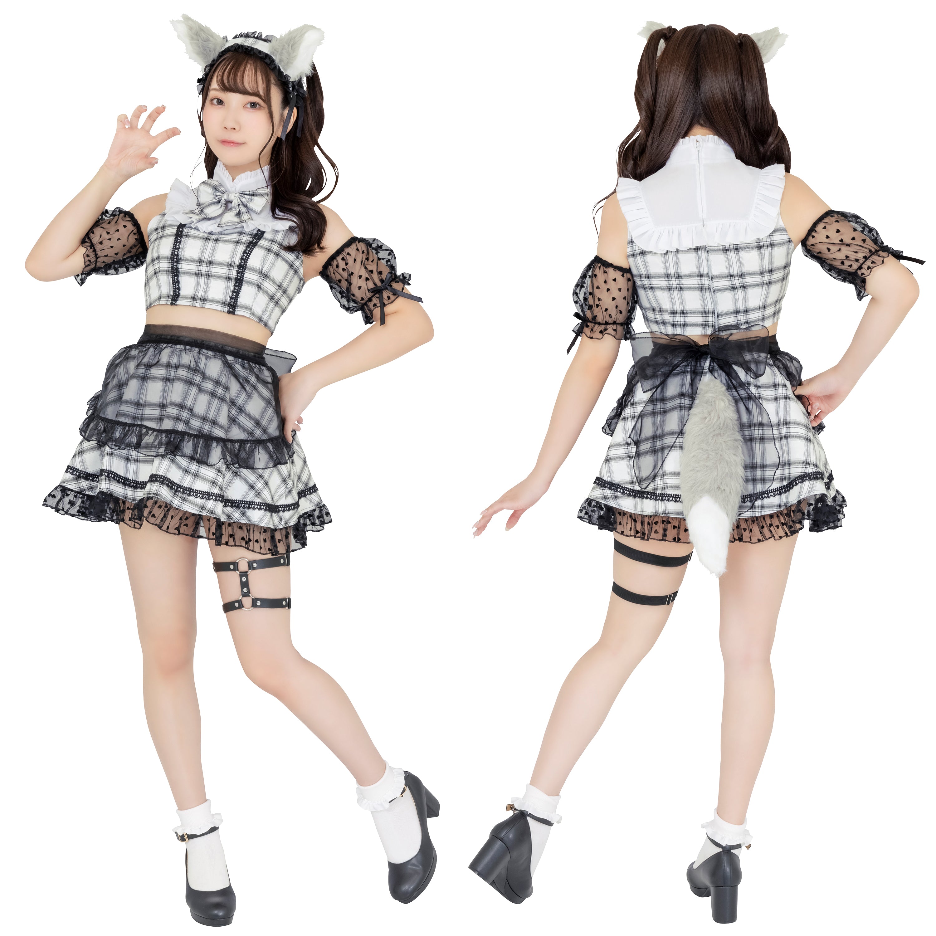 ［New］コスプレ ハロウィン メイド おおかみ リリパレ アッシュウルフメイド レディース フリーサイズ グレー【クリアストーン】