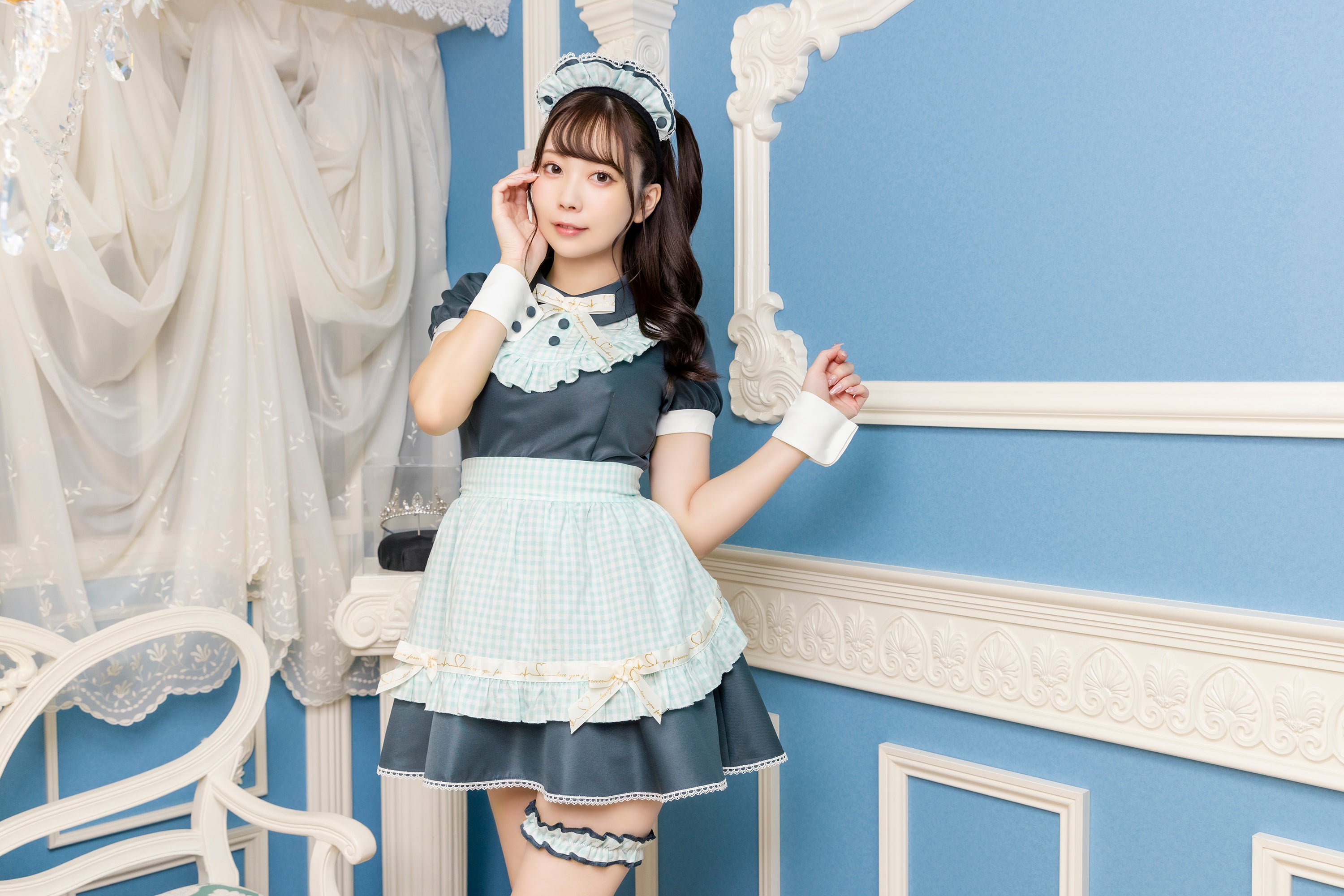 PO01　セクシー メイド服セット スカート カチューシャ エプロン リング