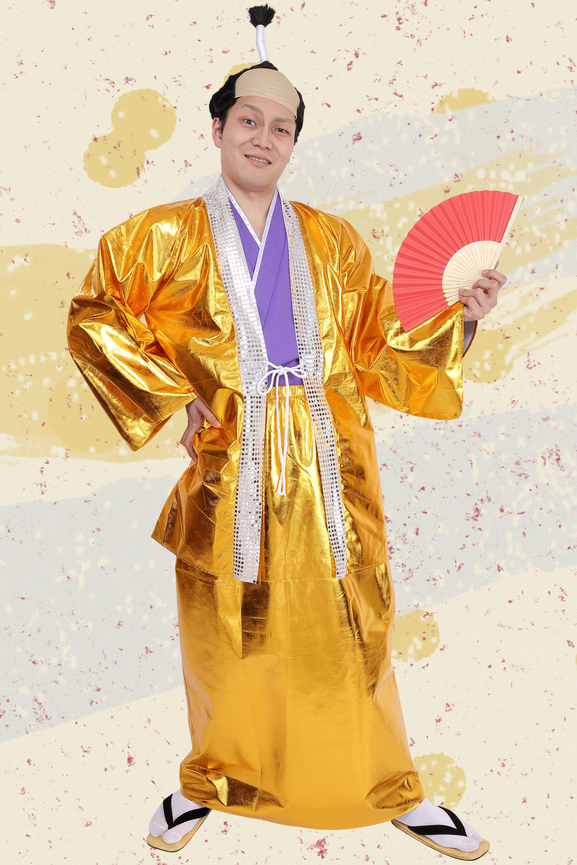 スペシャルフォト金コス コスプレ ハロウィン お殿様 殿様 和風コス メンズ ゴールド【クリア