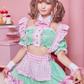 コスプレ メイド バレンタイン パステルファンシーメイド パステル/いちごチョコ グリーン/ピンク 【クリアストーン】♡
